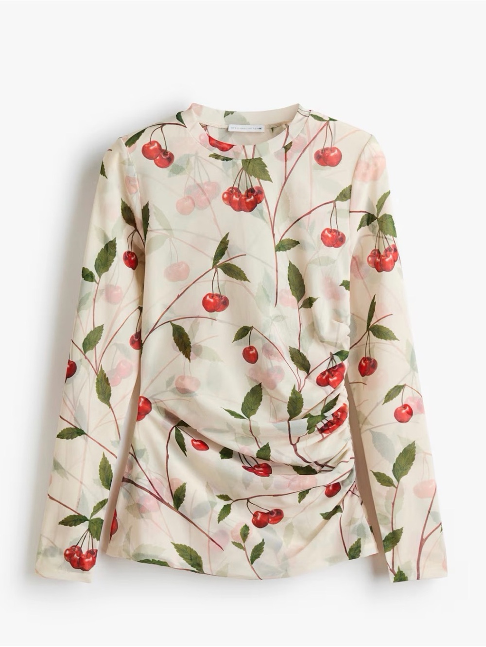 Sold out: Cherry-Print Long Sleeve Top - Cream/Red